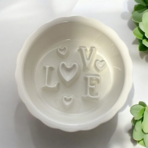 Anti Schlingnapf, Slow Feeder, Keramik, LOVE, Weiss